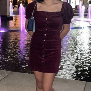 Short fitted burgundy dress